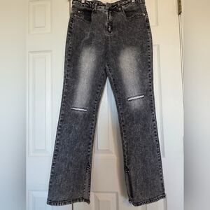 Stylish Tru Luxe Acid Wash Black Denim Women's Jeans, Size 10